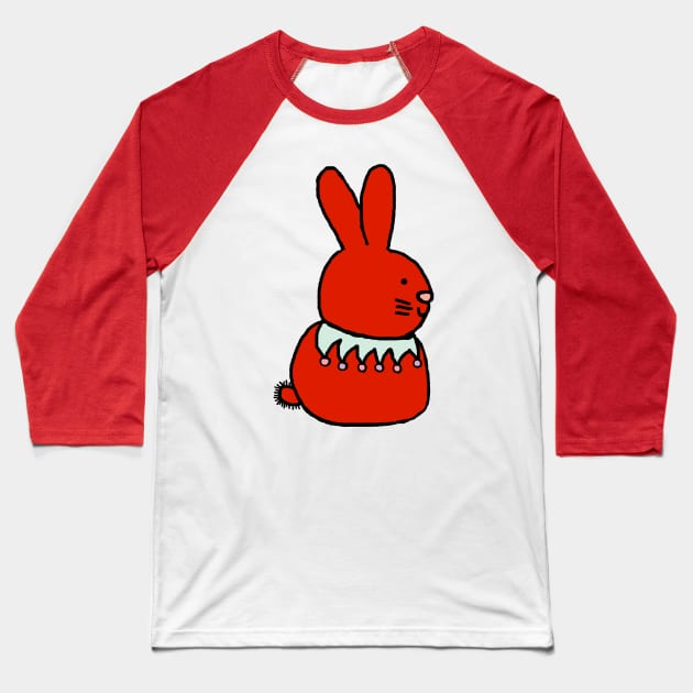 Red Bunny Rabbit Baseball T-Shirt by ellenhenryart